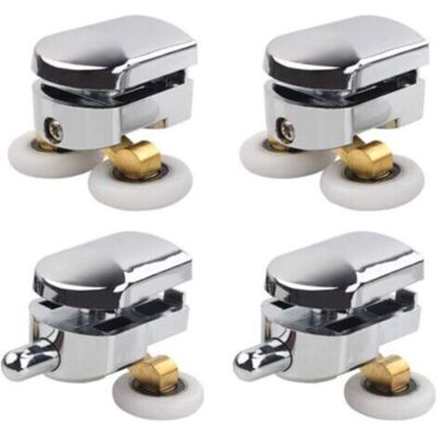 ABYSSE Rouleau De Porte De Douche, 4 Roulettes Doubles Pour Porte De Douche Pour Cabine De Douche Pour Trou De Verre De 14 Mm - Publicité ABYSSE Rouleau De Porte De Douche, 4 Roulettes Doubles Pour Porte De Douche Pour Cabine De Douche Pour Trou De Verre De 14 Mm - Publicité