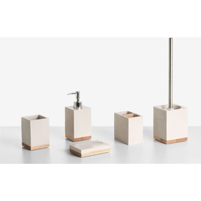 BELIANI Ensemble D'Accessoires De Salle De Bain En Polyrésine 5 Pièces Distributeur De Savon Porte-brosse De Toilette Gobelet Beige Tapiche - Publicité BELIANI Ensemble D'Accessoires De Salle De Bain En Polyrésine 5 Pièces Distributeur De Savon Porte-brosse De Toilette Gobelet Beige Tapiche - Publicité