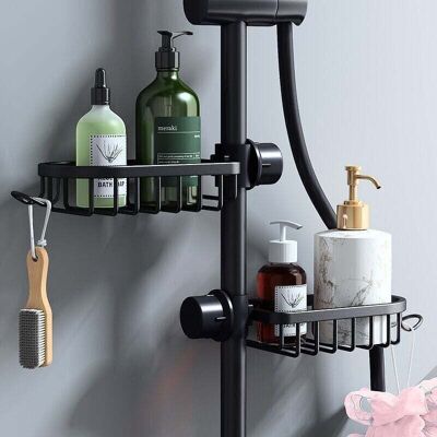 ACKERMAN Etagère Et Rangement De Douche-lot De 2 Étagère Douche Sans Percage Inox, Étagère Salle De Bain Télescopique Inoxydable, Tablette Support Douche, Porte Savon Barre Douche, Noire - Publicité ACKERMAN Etagère Et Rangement De Douche-lot De 2 Étagère Douche Sans Percage Inox, Étagère Salle De Bain Télescopique Inoxydable, Tablette Support Douche, Porte Savon Barre Douche, Noire - Publicité