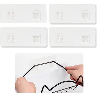 GRASSLIN Lot De 4 - Crochet Adhésif Mural - Accessoire Salle De Bain - Support Étagère Douche Panier Porte-savon - Transparent - 14x6cm - Publicité GRASSLIN Lot De 4 - Crochet Adhésif Mural - Accessoire Salle De Bain - Support Étagère Douche Panier Porte-savon - Transparent - 14x6cm - Publicité