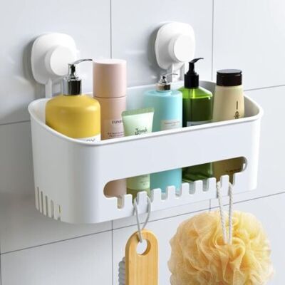 ABYSSE Serviteur De Rangement Douche À Suspendre Ventouse Sans Perçage Réutilisable, Étagère Douche Amovible 8kg, Panier De Serviteur Mural Plastique Pour Salle De Bain/toilette/cuisine, Blanc - Publicité ABYSSE Serviteur De Rangement Douche À Suspendre Ventouse Sans Perçage Réutilisable, Étagère Douche Amovible 8kg, Panier De Serviteur Mural Plastique Pour Salle De Bain/toilette/cuisine, Blanc - Publicité