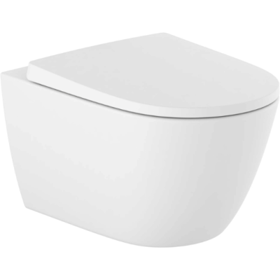 Cuvette Wc Suspendu Sans Bride Roca Ona Blanc Mat Avec Abattant Frein De Chute - Publicité Cuvette Wc Suspendu Sans Bride Roca Ona Blanc Mat Avec Abattant Frein De Chute - Publicité