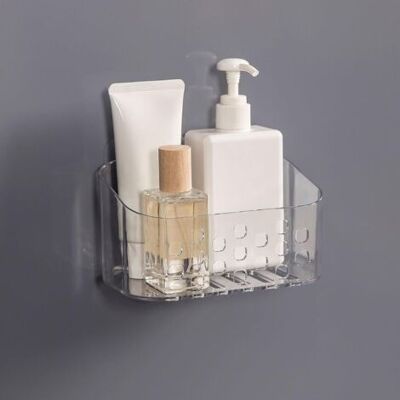 ABYSSE Petit Panier De Douche Mural Sans Perçage Pour Salle De Bain Et Cuisine, En Plastique Transparent - Publicité ABYSSE Petit Panier De Douche Mural Sans Perçage Pour Salle De Bain Et Cuisine, En Plastique Transparent - Publicité