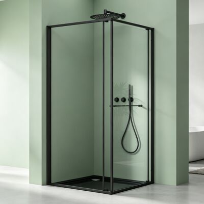 Mai & Mai Cabine De Douche Paroi De Douche Coulissante 75x75x195cm Porte De Douche Montage Réversible Avec Receveur De Douche Verre Trempé De 6mm Traitement Nano Noir Rav69k - Publicité Mai & Mai Cabine De Douche Paroi De Douche Coulissante 75x75x195cm Porte De Douche Montage Réversible Avec Receveur De Douche Verre Trempé De 6mm Traitement Nano Noir Rav69k - Publicité