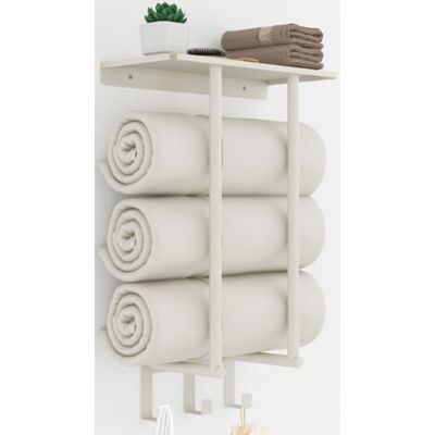 ABYSSE Porte Serviette Salle De Bain, Porte Serviette Murale Blanc 50 Cm Support Serviette Salle De Bain Avec Étagère Et 3 Crochet Acier Inoxydable Rangement Serviette Pour Les Serviettes 3 Enroulées - Publicité ABYSSE Porte Serviette Salle De Bain, Porte Serviette Murale Blanc 50 Cm Support Serviette Salle De Bain Avec Étagère Et 3 Crochet Acier Inoxydable Rangement Serviette Pour Les Serviettes 3 Enroulées - Publicité