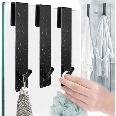 ABYSSE 3 Pièces Crochet Douche Acier Inoxydable, Crochet De Porte En Verre Avec Mousse Protection, Crochet Douche Sans Percage, Crochet Douche Salle Bain, Crochet Douche Pour Verre Porte(noir) - Publicité ABYSSE 3 Pièces Crochet Douche Acier Inoxydable, Crochet De Porte En Verre Avec Mousse Protection, Crochet Douche Sans Percage, Crochet Douche Salle Bain, Crochet Douche Pour Verre Porte(noir) - Publicité
