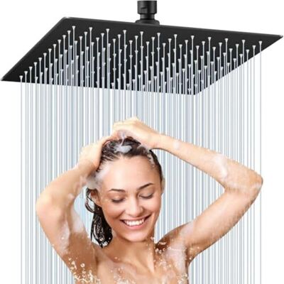 Scotch Pommeau De Douche Effet Pluie, 12 Pouces, Acier Inoxydable 304 Carré (30 X 30 Cm), Finition Chrome Brossé, Pommeau De Douche Autonettoyant Effet Pluie, Installable, (noir) - Publicité Scotch Pommeau De Douche Effet Pluie, 12 Pouces, Acier Inoxydable 304 Carré (30 X 30 Cm), Finition Chrome Brossé, Pommeau De Douche Autonettoyant Effet Pluie, Installable, (noir) - Publicité