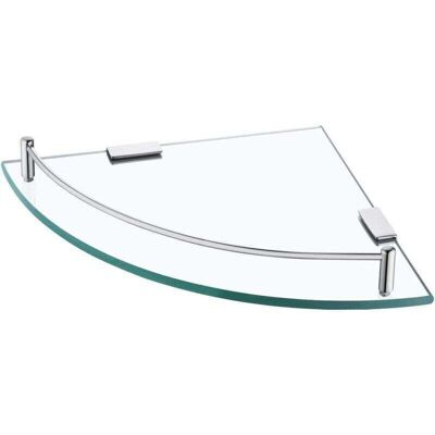 ACKERMAN Étagère D'Angle En Verre Étagère Salle De Bain Douche Tablette Murale Étagère En Verre Trempé Avec Porte Serviette Acier Inoxydable Poli - Publicité ACKERMAN Étagère D'Angle En Verre Étagère Salle De Bain Douche Tablette Murale Étagère En Verre Trempé Avec Porte Serviette Acier Inoxydable Poli - Publicité