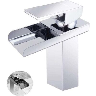 ABYSSE Robinet De Lavabo De Salle De Bain, Mitigeur De Lavabo Cascade Au Design Moderne, Eau Chaude Et Froide Disponible, Laiton Chromé (sans Tuyau) - Publicité ABYSSE Robinet De Lavabo De Salle De Bain, Mitigeur De Lavabo Cascade Au Design Moderne, Eau Chaude Et Froide Disponible, Laiton Chromé (sans Tuyau) - Publicité