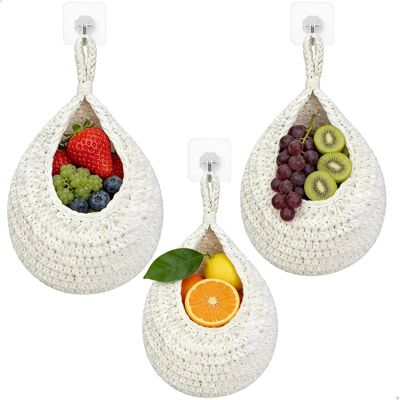 GRASSLIN Lot De 3 Panier Suspendu,crochet Inclus,coton Tissé À La Main,pour Cuisine,salon,salle De Bain - Publicité GRASSLIN Lot De 3 Panier Suspendu,crochet Inclus,coton Tissé À La Main,pour Cuisine,salon,salle De Bain - Publicité