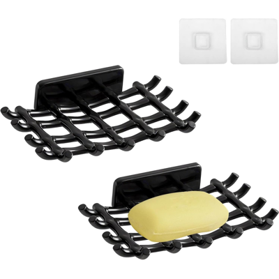 Generic Lot De 2 Porte Savon Mural Sans Perçage Support Savon Auto Adhésif Plastique Salle De Bain Porte Eponge Maison Cuisine (noir) - Publicité Generic Lot De 2 Porte Savon Mural Sans Perçage Support Savon Auto Adhésif Plastique Salle De Bain Porte Eponge Maison Cuisine (noir) - Publicité
