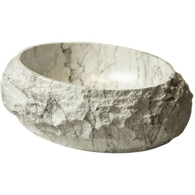 FOGCITY Vasque Ovale Irrégulière 50cm En Résine Avec Motif De Pierre, Style Artistique, Sans Robinet, Couleur Ivoire - Publicité FOGCITY Vasque Ovale Irrégulière 50cm En Résine Avec Motif De Pierre, Style Artistique, Sans Robinet, Couleur Ivoire - Publicité