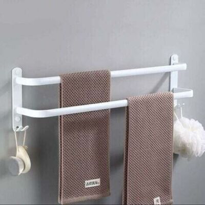 ABYSSE Porte-serviettes Blanc Mural Barres Porte-serviettes Multicouche Avec Crochets Espace Aluminium Porte Serviette Pour Salle De Bain, Cuisine D'Hôtel, Style Contemporain 2 Layer 50cm - Publicité ABYSSE Porte-serviettes Blanc Mural Barres Porte-serviettes Multicouche Avec Crochets Espace Aluminium Porte Serviette Pour Salle De Bain, Cuisine D'Hôtel, Style Contemporain 2 Layer 50cm - Publicité