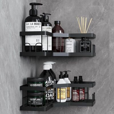 Generic Rangement Salle De Bain, 2 Pcs Noir Etagere Salle De Bain Accessoire Sans Percage, Acier Au Carbone Etagere Douche Avec Adhésif, Rangement Douche - Publicité Generic Rangement Salle De Bain, 2 Pcs Noir Etagere Salle De Bain Accessoire Sans Percage, Acier Au Carbone Etagere Douche Avec Adhésif, Rangement Douche - Publicité