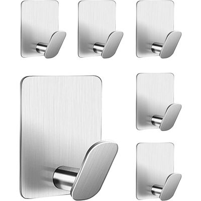 Generic 6 Pièces Crochet Adhesif Mural Porte Manteau Adhésif Porte Serviette Salle De Bain Accroche Torchon Cuisin Crochet Adhesif Acier Inoxydable, Argent - Publicité Generic 6 Pièces Crochet Adhesif Mural Porte Manteau Adhésif Porte Serviette Salle De Bain Accroche Torchon Cuisin Crochet Adhesif Acier Inoxydable, Argent - Publicité