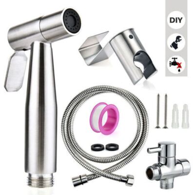 SANS MARQUE Kit Bidet Wc Avec Douchette - Pulverisateur Bidet A Main- Pomme De Douche Toilette Avec Tuyau + Support En Inox - Publicité SANS MARQUE Kit Bidet Wc Avec Douchette - Pulverisateur Bidet A Main- Pomme De Douche Toilette Avec Tuyau + Support En Inox - Publicité