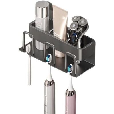 ABYSSE Porte-brosse À Dents Mural En Aluminium, Support De Brosse À Dents Électrique, Porte Brosse À Dents Adhésif Avec 3 Tasses Support + 3 Fentes Têtes De Brosses À Dents Étagère - Publicité ABYSSE Porte-brosse À Dents Mural En Aluminium, Support De Brosse À Dents Électrique, Porte Brosse À Dents Adhésif Avec 3 Tasses Support + 3 Fentes Têtes De Brosses À Dents Étagère - Publicité