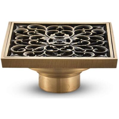 MOXIE Drain De Plancher De Salle De Bain En Laiton - Anciennes Drain De Douche Carré Unique Fleur Sculptée Pour Toilettes Jardin 10 10 Cm Npterbl - Publicité MOXIE Drain De Plancher De Salle De Bain En Laiton - Anciennes Drain De Douche Carré Unique Fleur Sculptée Pour Toilettes Jardin 10 10 Cm Npterbl - Publicité