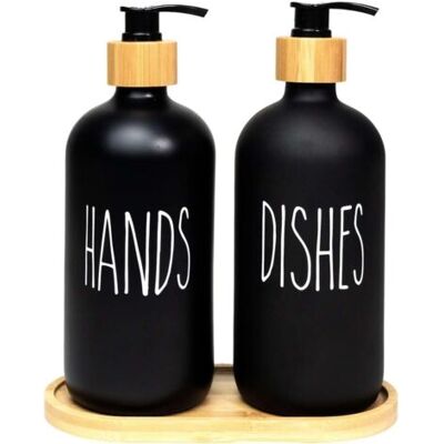 ABYSSE Lot De 2 Distributeurs De Savon En Verre, 500 Ml, Ensemble De Cuisine, Flacon Pompe Pour Savon Pour Les Mains - Publicité ABYSSE Lot De 2 Distributeurs De Savon En Verre, 500 Ml, Ensemble De Cuisine, Flacon Pompe Pour Savon Pour Les Mains - Publicité