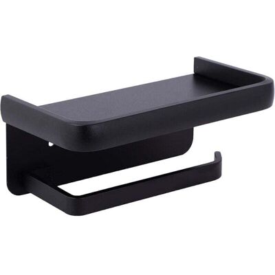 Melissa Porte Papier Toilette Mural Support Papier Rouleau Aluminium Derouleur Papier Wc Avec Étagère De Rangement Noir - Publicité Melissa Porte Papier Toilette Mural Support Papier Rouleau Aluminium Derouleur Papier Wc Avec Étagère De Rangement Noir - Publicité