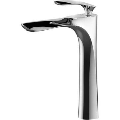 ABYSSE Robinet De Lavabo De Salle De Bain En Laiton Chromé, Robinet Haut À Poignée Unique, Installation À Trou Unique - Publicité ABYSSE Robinet De Lavabo De Salle De Bain En Laiton Chromé, Robinet Haut À Poignée Unique, Installation À Trou Unique - Publicité