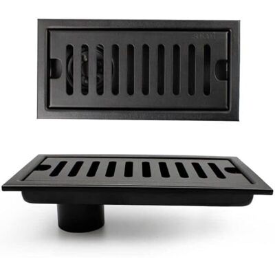 PELTOR Grille Douche, Caniveau De Douche, Noir Siphon De Sol Avec Grille En Acier Inoxydable, Convient Pour Wc, Salle De Bain, Cuisine, Balcon - Publicité PELTOR Grille Douche, Caniveau De Douche, Noir Siphon De Sol Avec Grille En Acier Inoxydable, Convient Pour Wc, Salle De Bain, Cuisine, Balcon - Publicité