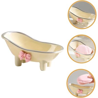 Generic Plat De Savon Avec Drain Baignoire En Forme De Baignoire Abs Abs Épuisant Le Savon Avec Décoration D'Arc Et Pieds Support Pour Salle Bain - Publicité Generic Plat De Savon Avec Drain Baignoire En Forme De Baignoire Abs Abs Épuisant Le Savon Avec Décoration D'Arc Et Pieds Support Pour Salle Bain - Publicité