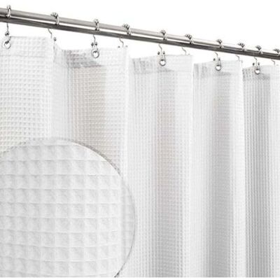 ABYSSE Rideau De Douche En Mélange De Coton, Tissage Gaufré En Nid D'Abeille, Doux Et Spa D'Hôtel, Lavable, Blanc, 72 X 72 Pouces - Publicité ABYSSE Rideau De Douche En Mélange De Coton, Tissage Gaufré En Nid D'Abeille, Doux Et Spa D'Hôtel, Lavable, Blanc, 72 X 72 Pouces - Publicité