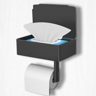 PELTOR Porte Papier Toilette Support Mural En Noir, Acier Inoxydable Porte Rouleau Avec Étagères Spacieuses, Support Mural Pour Papier Toilette Pour Toilettes Et Cuisines - Publicité PELTOR Porte Papier Toilette Support Mural En Noir, Acier Inoxydable Porte Rouleau Avec Étagères Spacieuses, Support Mural Pour Papier Toilette Pour Toilettes Et Cuisines - Publicité