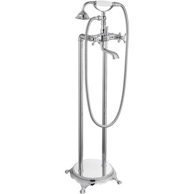 ACKERMAN Robinet De Baignoire Sur Pied Chromé Avec Douche À Double Jet Croisé, Bouton En Forme De Téléphone, Mitigeur De Salle De Bain De Haute Qualité - Publicité ACKERMAN Robinet De Baignoire Sur Pied Chromé Avec Douche À Double Jet Croisé, Bouton En Forme De Téléphone, Mitigeur De Salle De Bain De Haute Qualité - Publicité