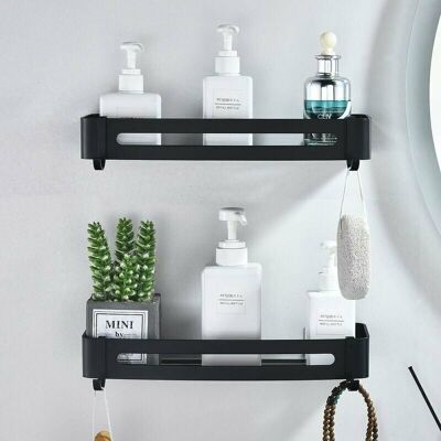 SANS MARQUE Étagère De Salle De Bain Noire Sans Perçage, Support De Rangement Mural En Aluminium Pour Serviette De Douche, Serviettes De Douche Auto-adhésives Durables Antirouille (2 Niveaux) - Publicité SANS MARQUE Étagère De Salle De Bain Noire Sans Perçage, Support De Rangement Mural En Aluminium Pour Serviette De Douche, Serviettes De Douche Auto-adhésives Durables Antirouille (2 Niveaux) - Publicité