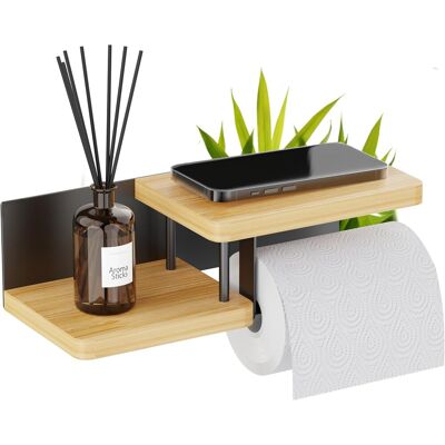 Generic Support Papier Toilette Mural - Avec Ou Sans Perçage - Porte-papier Toilette En Bois & Métal - Distributeur Rouleau Papier Wc Pq - Noir & Bambou - Publicité Generic Support Papier Toilette Mural - Avec Ou Sans Perçage - Porte-papier Toilette En Bois & Métal - Distributeur Rouleau Papier Wc Pq - Noir & Bambou - Publicité