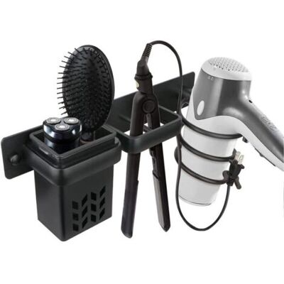 ABYSSE Sèche-cheveux Salle De Bain Rangement Porte Accessoires Support Organisateur Ensemble Et Lisseur Accessoire Mural Professionnel En Aluminium Pour,d'étagère Avec Trous Pour Argenté Noir - Publicité ABYSSE Sèche-cheveux Salle De Bain Rangement Porte Accessoires Support Organisateur Ensemble Et Lisseur Accessoire Mural Professionnel En Aluminium Pour,d'étagère Avec Trous Pour Argenté Noir - Publicité