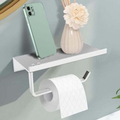 ABYSSE (argent)porte-papier Toilette Mural Sans Perçage, Support Papier Wc En Aluminium Avec Étagères Spacieuses - Publicité ABYSSE (argent)porte-papier Toilette Mural Sans Perçage, Support Papier Wc En Aluminium Avec Étagères Spacieuses - Publicité