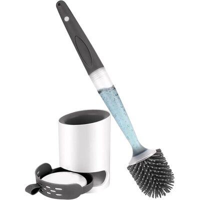 Melissa Brosse Wc Silicone Avec Distributeur De Savon, Montage Mural/debout Sans Perçage Brosse De Nettoyage Avec Support Pour Salle De Bain - Publicité Melissa Brosse Wc Silicone Avec Distributeur De Savon, Montage Mural/debout Sans Perçage Brosse De Nettoyage Avec Support Pour Salle De Bain - Publicité