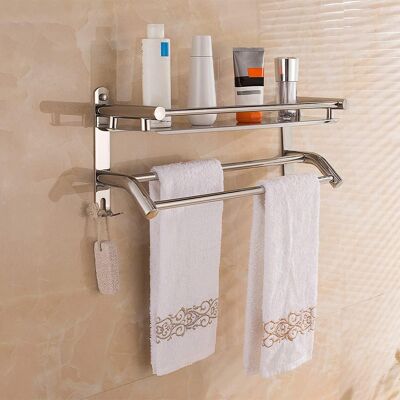 Generic Porte-serviettes En Acier Inoxydable, Porte-serviettes De Salle De Bain Avec Étagère Et Crochet Mural 50 Cm - Publicité Generic Porte-serviettes En Acier Inoxydable, Porte-serviettes De Salle De Bain Avec Étagère Et Crochet Mural 50 Cm - Publicité