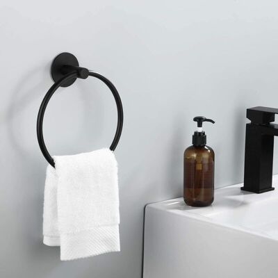 ACKERMAN Anneau Porte-serviette Adhésif Pour Salle De Bain, Porte-serviette Rond Moderne Sans Perçage, Fixation Murale En Acier Inoxydable Sus 304, Noir Mat - Publicité ACKERMAN Anneau Porte-serviette Adhésif Pour Salle De Bain, Porte-serviette Rond Moderne Sans Perçage, Fixation Murale En Acier Inoxydable Sus 304, Noir Mat - Publicité
