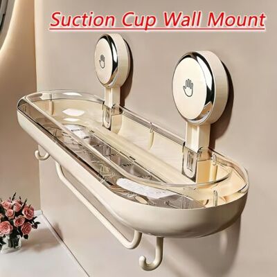 ABYSSE Étagère Murale À Ventouse Sans Perçage Avec Crochet Et Panier De Drainage – Organisateur De Douche Détachable En Plastique Résistant Pour Cuisine Et Salle De Bain - Publicité ABYSSE Étagère Murale À Ventouse Sans Perçage Avec Crochet Et Panier De Drainage – Organisateur De Douche Détachable En Plastique Résistant Pour Cuisine Et Salle De Bain - Publicité