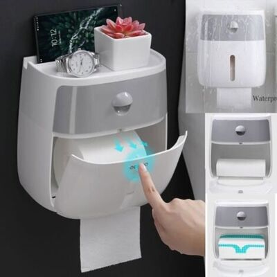 SCORPIO (gris + Blanc)support Porte Serviettes Papier Toilette Étanche Wc Salle De Bain Double Étagère Rouleau Adhésif Boîte Mural Fixation Distributeur - Publicité SCORPIO (gris + Blanc)support Porte Serviettes Papier Toilette Étanche Wc Salle De Bain Double Étagère Rouleau Adhésif Boîte Mural Fixation Distributeur - Publicité