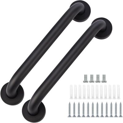BRAST Lot De 2 Barres D'Appui De Salle De Bain En Acier Inoxydable Noir, 30 Cm, Adaptées Pour Baignoire, Wc, Cuisine, Douche - Publicité BRAST Lot De 2 Barres D'Appui De Salle De Bain En Acier Inoxydable Noir, 30 Cm, Adaptées Pour Baignoire, Wc, Cuisine, Douche - Publicité