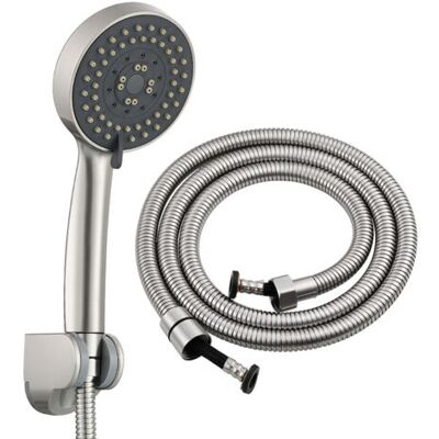 ABYSSE Pommeau De Douche Haute Pression, Économie D'Eau, 5 Niveaux De Réglage, Économie D'Énergie, Pommeau De Douche Pour Salle De Bain, Pommeau De Douche Avec Flexible De 1,5 M (argent) - Publicité ABYSSE Pommeau De Douche Haute Pression, Économie D'Eau, 5 Niveaux De Réglage, Économie D'Énergie, Pommeau De Douche Pour Salle De Bain, Pommeau De Douche Avec Flexible De 1,5 M (argent) - Publicité