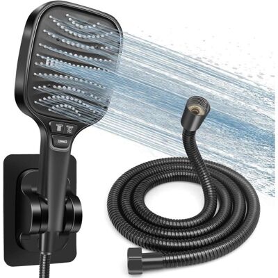 Melissa Kit Douche Haute Pression, Pommeau De Douche Anti-calcaire 120mm 8 Modes + Tuyau 1.5m Inox + Support Sans Perçage, Douchette Économie D'Eau, Compatible Salle De Bain(noir) - Publicité Melissa Kit Douche Haute Pression, Pommeau De Douche Anti-calcaire 120mm 8 Modes + Tuyau 1.5m Inox + Support Sans Perçage, Douchette Économie D'Eau, Compatible Salle De Bain(noir) - Publicité