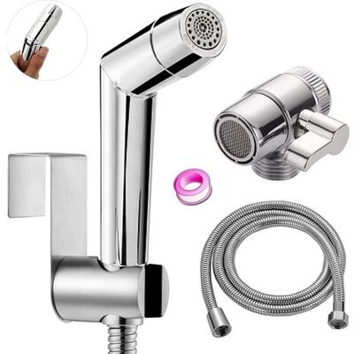 SANS MARQUE Kit Douchette Wc, Abs Chrome Douchette Toilette Toilette Pour Bidet Kit De Pulvérisation De Couches Pour Bébé - Avec Distributeur De Robinet, Bac À Tuyaux Et Toilettes À Crochet Ou Support Mural - Publicité SANS MARQUE Kit Douchette Wc, Abs Chrome Douchette Toilette Toilette Pour Bidet Kit De Pulvérisation De Couches Pour Bébé - Avec Distributeur De Robinet, Bac À Tuyaux Et Toilettes À Crochet Ou Support Mural - Publicité