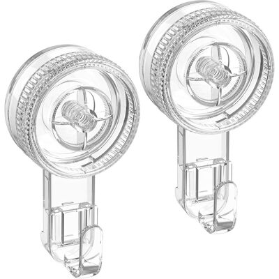 GRASSLIN Lot De 2 Crochet Ventouse, Support 5kg, Plastique Transparent, Pour Salle De Bain Et Cuisine - Publicité GRASSLIN Lot De 2 Crochet Ventouse, Support 5kg, Plastique Transparent, Pour Salle De Bain Et Cuisine - Publicité