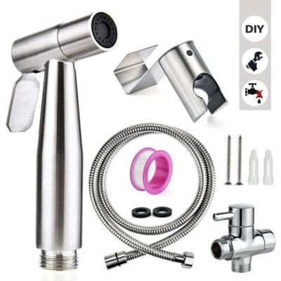 ABYSSE Kit Bidet Wc Avec Douchette - Pulverisateur Bidet A Main- Pomme De Douche Toilette Avec Tuyau + Support En Inox - Publicité ABYSSE Kit Bidet Wc Avec Douchette - Pulverisateur Bidet A Main- Pomme De Douche Toilette Avec Tuyau + Support En Inox - Publicité