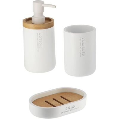 GRASSLIN Set 3 Pièces Accessoire Salle De Bain, Distributeur Savon Polyresine, Porte Savon Bambou, Pour Lavabo Familial - Publicité GRASSLIN Set 3 Pièces Accessoire Salle De Bain, Distributeur Savon Polyresine, Porte Savon Bambou, Pour Lavabo Familial - Publicité