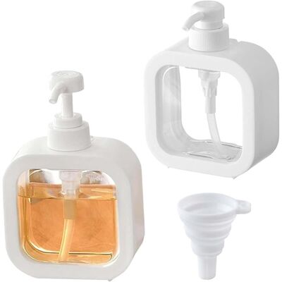 GRASSLIN 2 Pièces - Distributeur Savon - Distributeur Liquide - Rechargeable Étanche Transparent Cuisine Salle De Bain Blanc 300ml - Publicité GRASSLIN 2 Pièces - Distributeur Savon - Distributeur Liquide - Rechargeable Étanche Transparent Cuisine Salle De Bain Blanc 300ml - Publicité