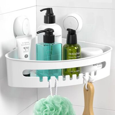 OEM Étagère D'Angle Blanche À Ventouse Sans Perçage, Amovible, Pour Salle De Bain Et Cuisine, Panier De Rangement - Publicité OEM Étagère D'Angle Blanche À Ventouse Sans Perçage, Amovible, Pour Salle De Bain Et Cuisine, Panier De Rangement - Publicité