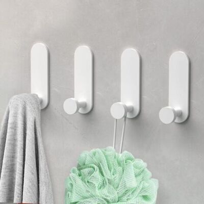 ABYSSE Crochet Adhesif, 4 Pièces Crochet Mural Salle De Bain En Aluminium Sans Perçage Porte Serviette Imperméable, Accroche Torchon Cuisine Bureau Crochets, Blanc - Publicité ABYSSE Crochet Adhesif, 4 Pièces Crochet Mural Salle De Bain En Aluminium Sans Perçage Porte Serviette Imperméable, Accroche Torchon Cuisine Bureau Crochets, Blanc - Publicité