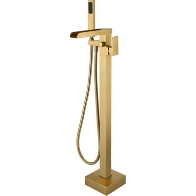 ACKERMAN Robinet De Baignoire Autoportant En Laiton Brossé, Robinet De Salle De Bain À Poignée Unique Avec Douchette À Main, Montage Au Sol - Publicité ACKERMAN Robinet De Baignoire Autoportant En Laiton Brossé, Robinet De Salle De Bain À Poignée Unique Avec Douchette À Main, Montage Au Sol - Publicité